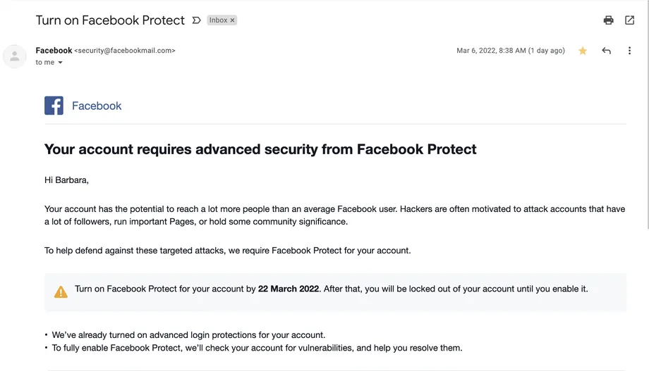 Hướng dẫn bật tính năng Facebook Protect 