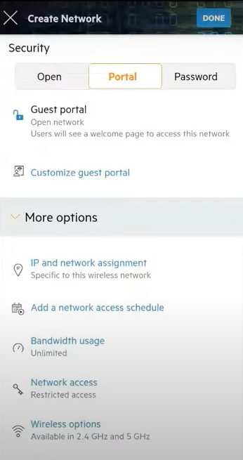 nhấn vào Add a network access schedule