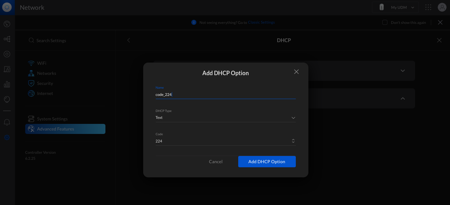 UniFi - UDM / USG: Hướng dẫn cấu hình tuỳ chọn DHCP Options